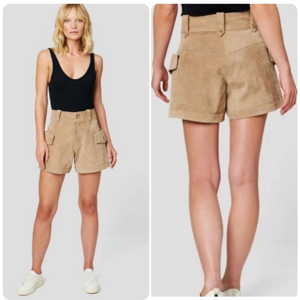 BLANKNYC‎ Bare It All Suede Leather Shorts in Taupe tan beige Sz 25